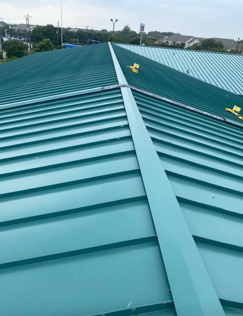 Green commercial metal roof ridge and valley for Metal Roof Repair in Lake Butler